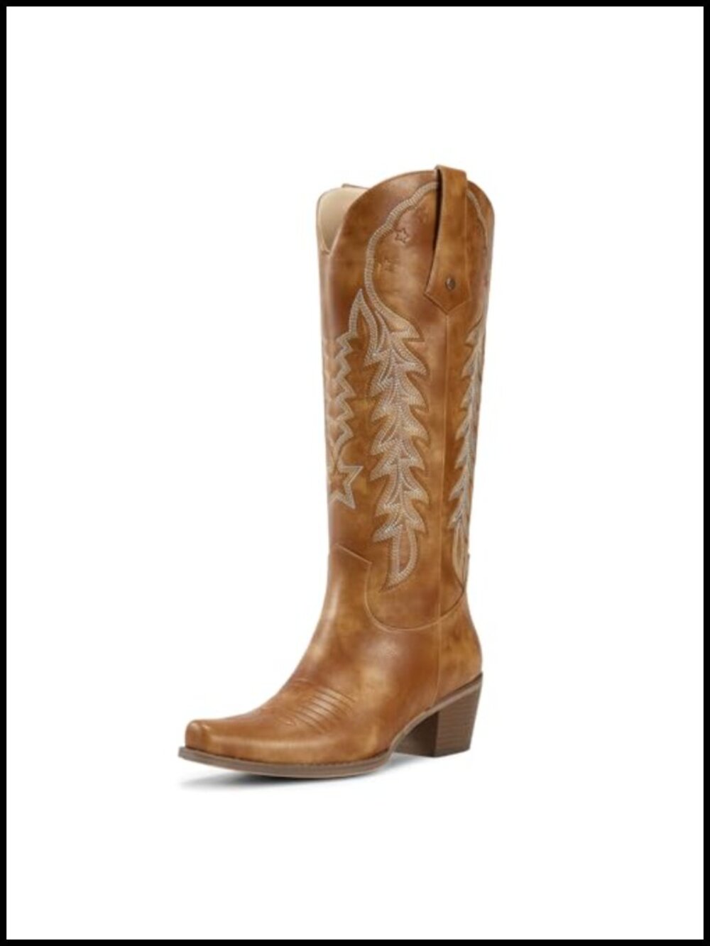 Wetkiss Women's Knee High Western Cowboy Boots Faux Leather Pointed Toe
